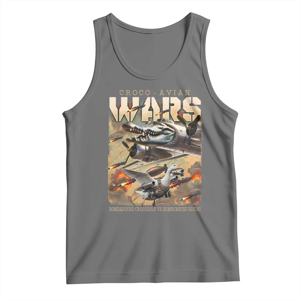 Funny Italian Brainrot Croco Avian Wars Tank Top Bombardino Crocodilo Bombombini Gusini Gen Z Meme