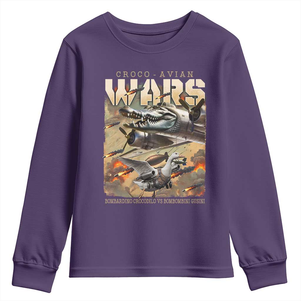 Funny Italian Brainrot Croco Avian Wars Youth Sweatshirt Bombardino Crocodilo Bombombini Gusini Gen Z Meme