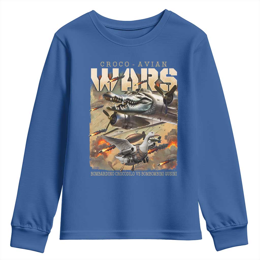 Funny Italian Brainrot Croco Avian Wars Youth Sweatshirt Bombardino Crocodilo Bombombini Gusini Gen Z Meme