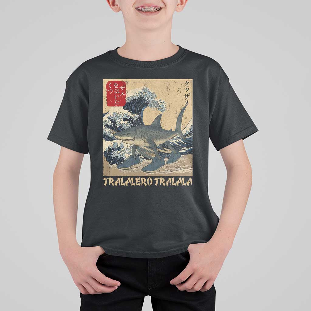 Funny Italian Brainrot Tralalero Tralala Shark T Shirt For Kid Japanese Art Gen Z Meme