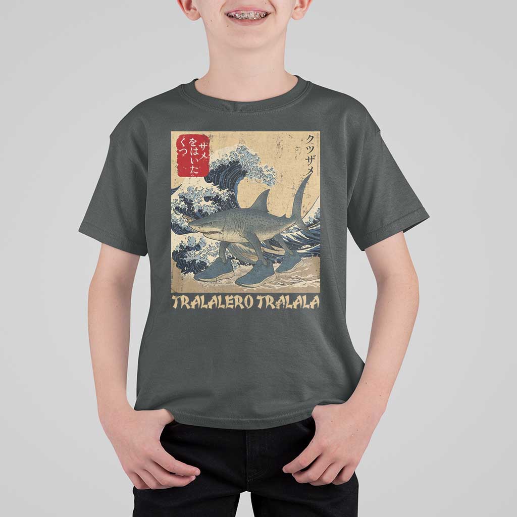 Funny Italian Brainrot Tralalero Tralala Shark T Shirt For Kid Japanese Art Gen Z Meme