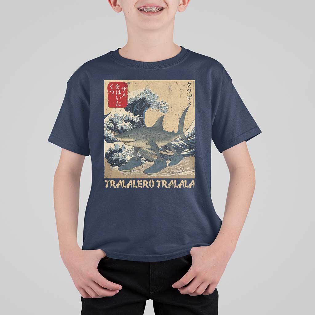 Funny Italian Brainrot Tralalero Tralala Shark T Shirt For Kid Japanese Art Gen Z Meme