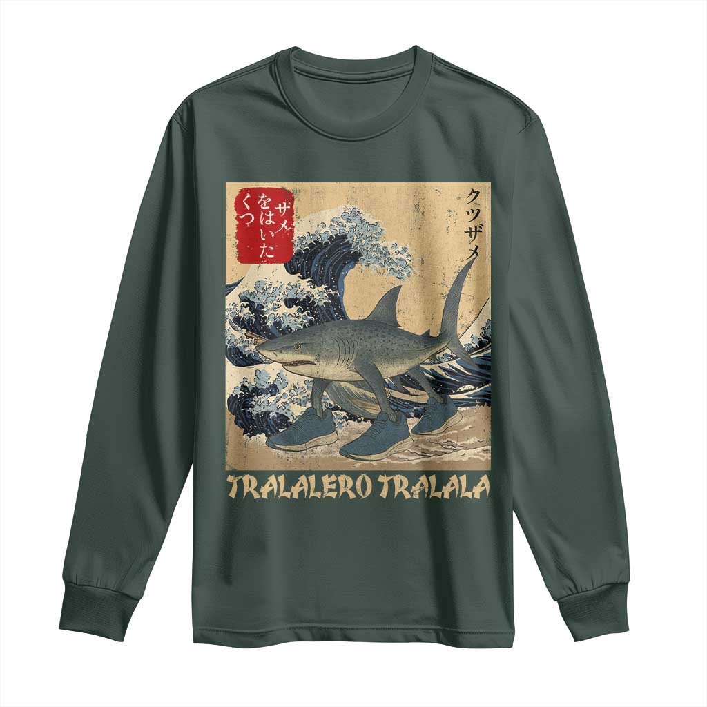 Funny Italian Brainrot Tralalero Tralala Shark Long Sleeve Shirt Japanese Art Gen Z Meme