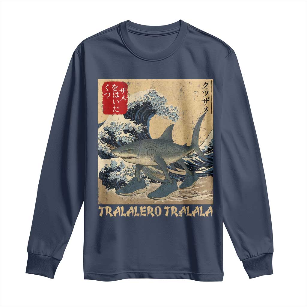 Funny Italian Brainrot Tralalero Tralala Shark Long Sleeve Shirt Japanese Art Gen Z Meme
