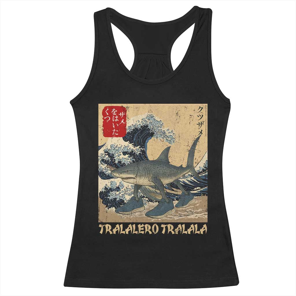 Funny Italian Brainrot Tralalero Tralala Shark Racerback Tank Top Japanese Art Gen Z Meme