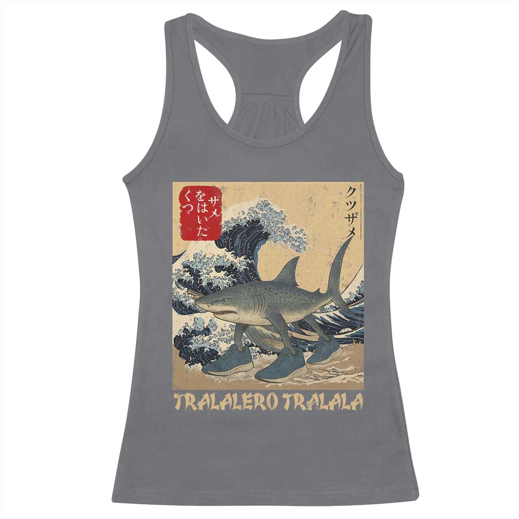 Funny Italian Brainrot Tralalero Tralala Shark Racerback Tank Top Japanese Art Gen Z Meme