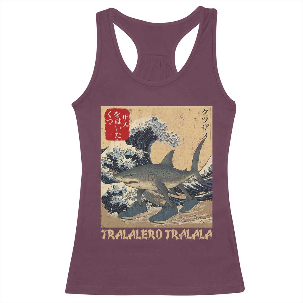 Funny Italian Brainrot Tralalero Tralala Shark Racerback Tank Top Japanese Art Gen Z Meme