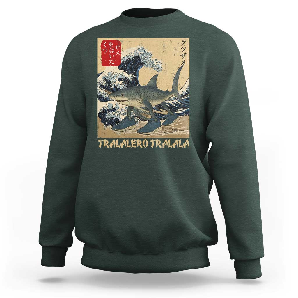 Funny Italian Brainrot Tralalero Tralala Shark Sweatshirt Japanese Art Gen Z Meme