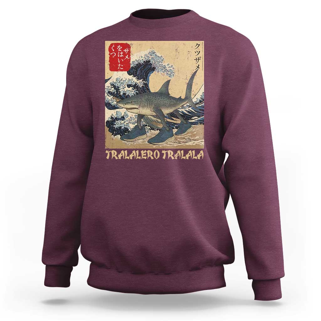 Funny Italian Brainrot Tralalero Tralala Shark Sweatshirt Japanese Art Gen Z Meme