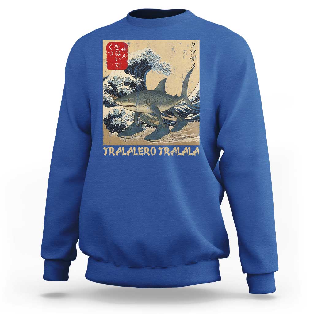Funny Italian Brainrot Tralalero Tralala Shark Sweatshirt Japanese Art Gen Z Meme