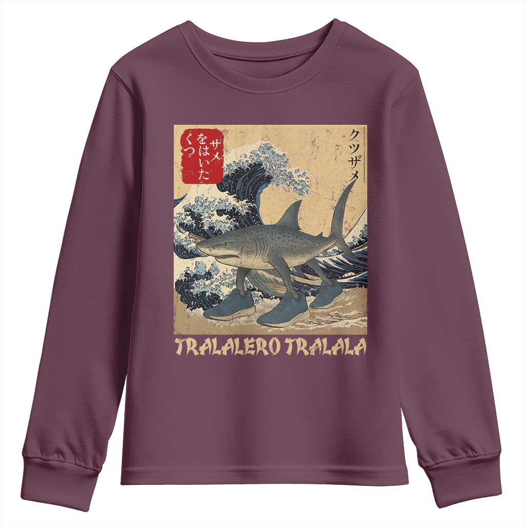Funny Italian Brainrot Tralalero Tralala Shark Youth Sweatshirt Japanese Art Gen Z Meme