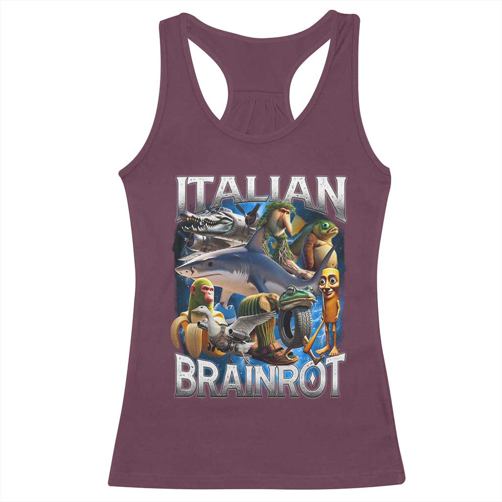 Funny Italian Brainrot Gen Z Meme Racerback Tank Top
