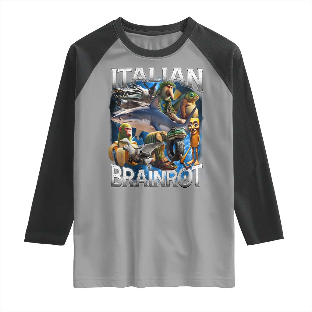 Funny Italian Brainrot Gen Z Meme Raglan Shirt