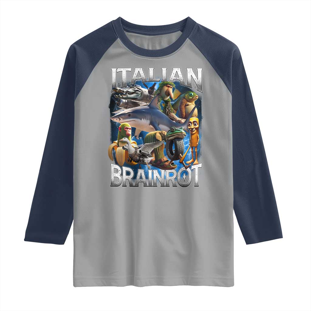 Funny Italian Brainrot Gen Z Meme Raglan Shirt