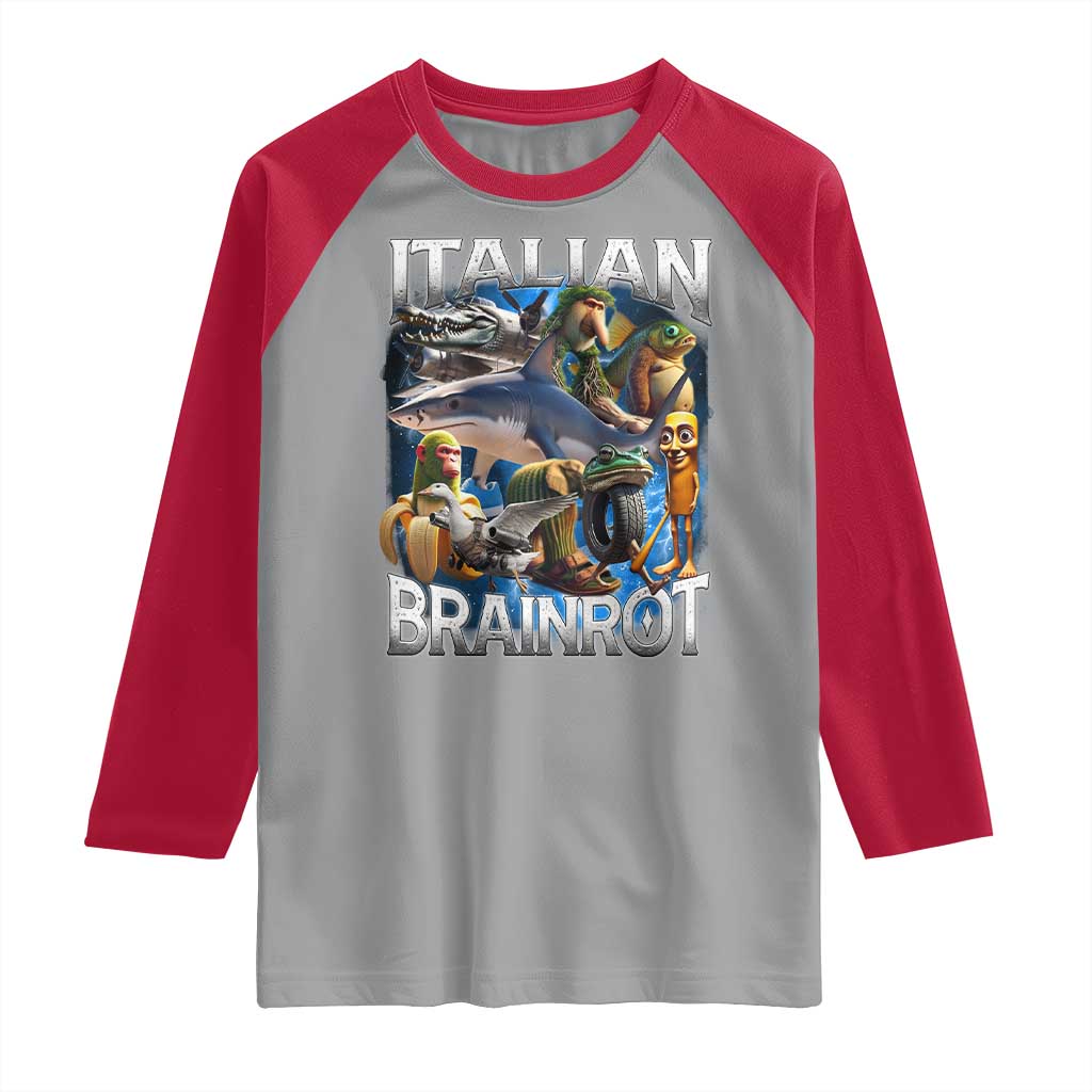 Funny Italian Brainrot Gen Z Meme Raglan Shirt