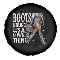 Funny African American Cowgirl Spare Tire Cover Boots And Bling It's A Cowgirl Thing