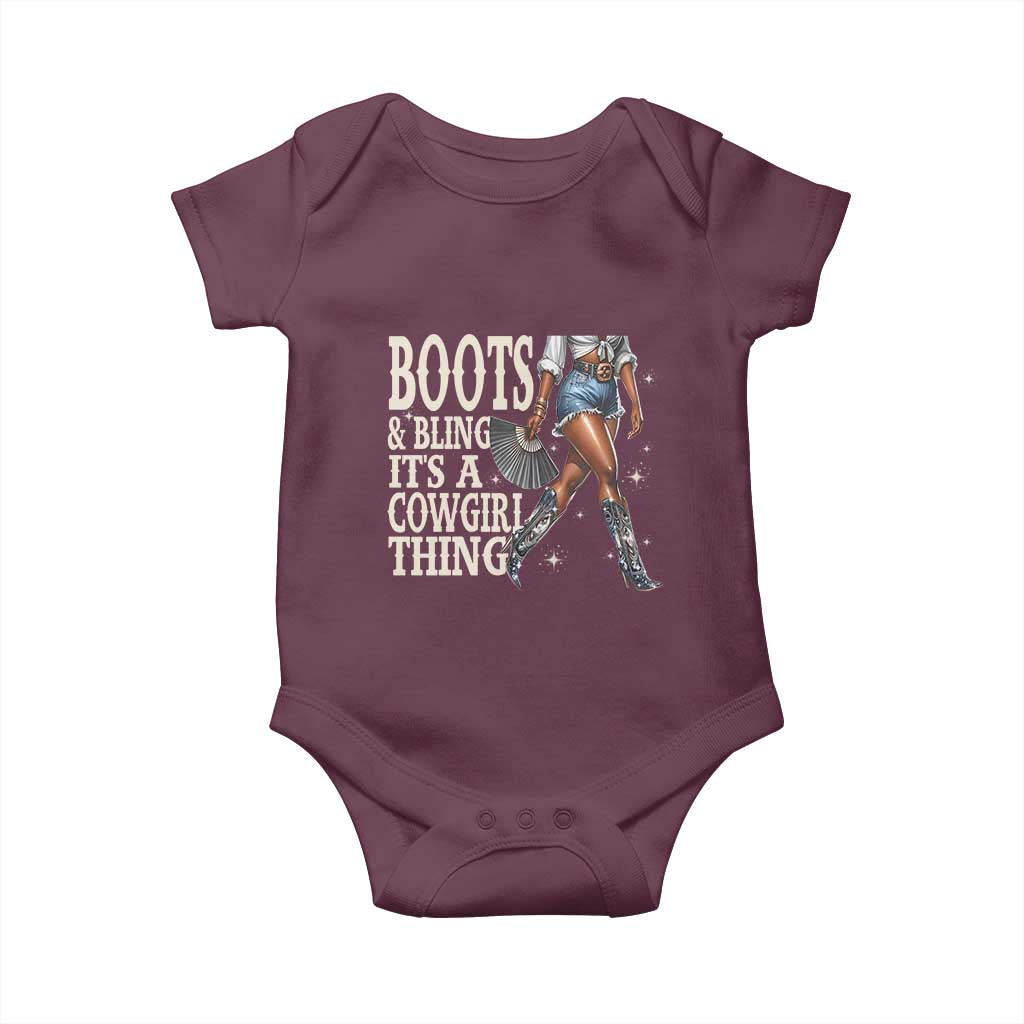 Funny African American Cowgirl Baby Onesie Boots And Bling It's A Cowgirl Thing
