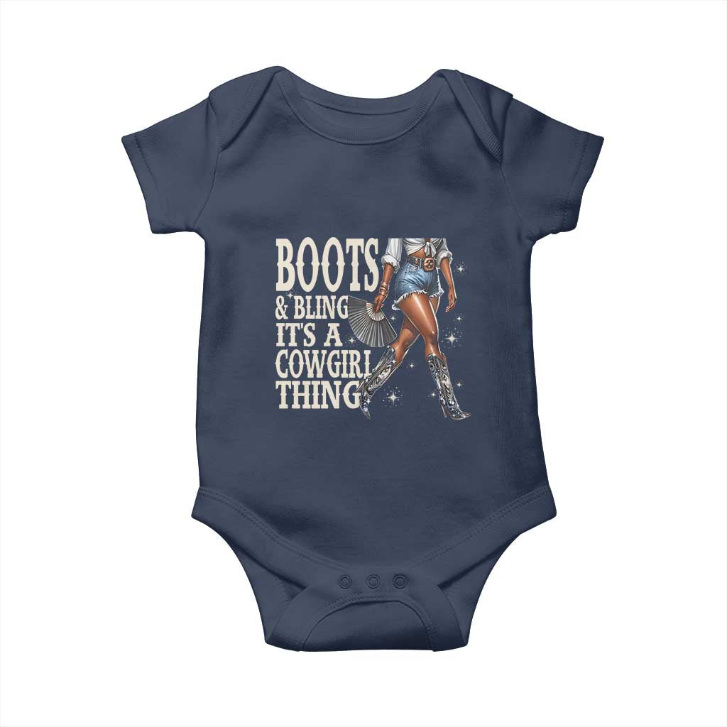 Funny African American Cowgirl Baby Onesie Boots And Bling It's A Cowgirl Thing