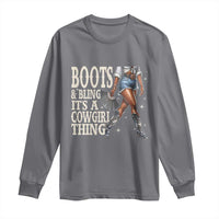 Funny African American Cowgirl Long Sleeve Shirt Boots And Bling It's A Cowgirl Thing