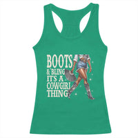 Funny African American Cowgirl Racerback Tank Top Boots And Bling It's A Cowgirl Thing