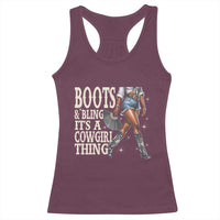 Funny African American Cowgirl Racerback Tank Top Boots And Bling It's A Cowgirl Thing