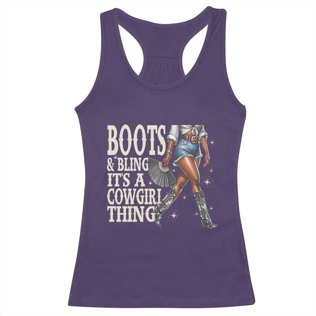 Funny African American Cowgirl Racerback Tank Top Boots And Bling It's A Cowgirl Thing