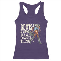 Funny African American Cowgirl Racerback Tank Top Boots And Bling It's A Cowgirl Thing