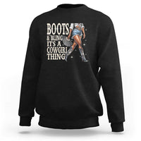 Funny African American Cowgirl Sweatshirt Boots And Bling It's A Cowgirl Thing