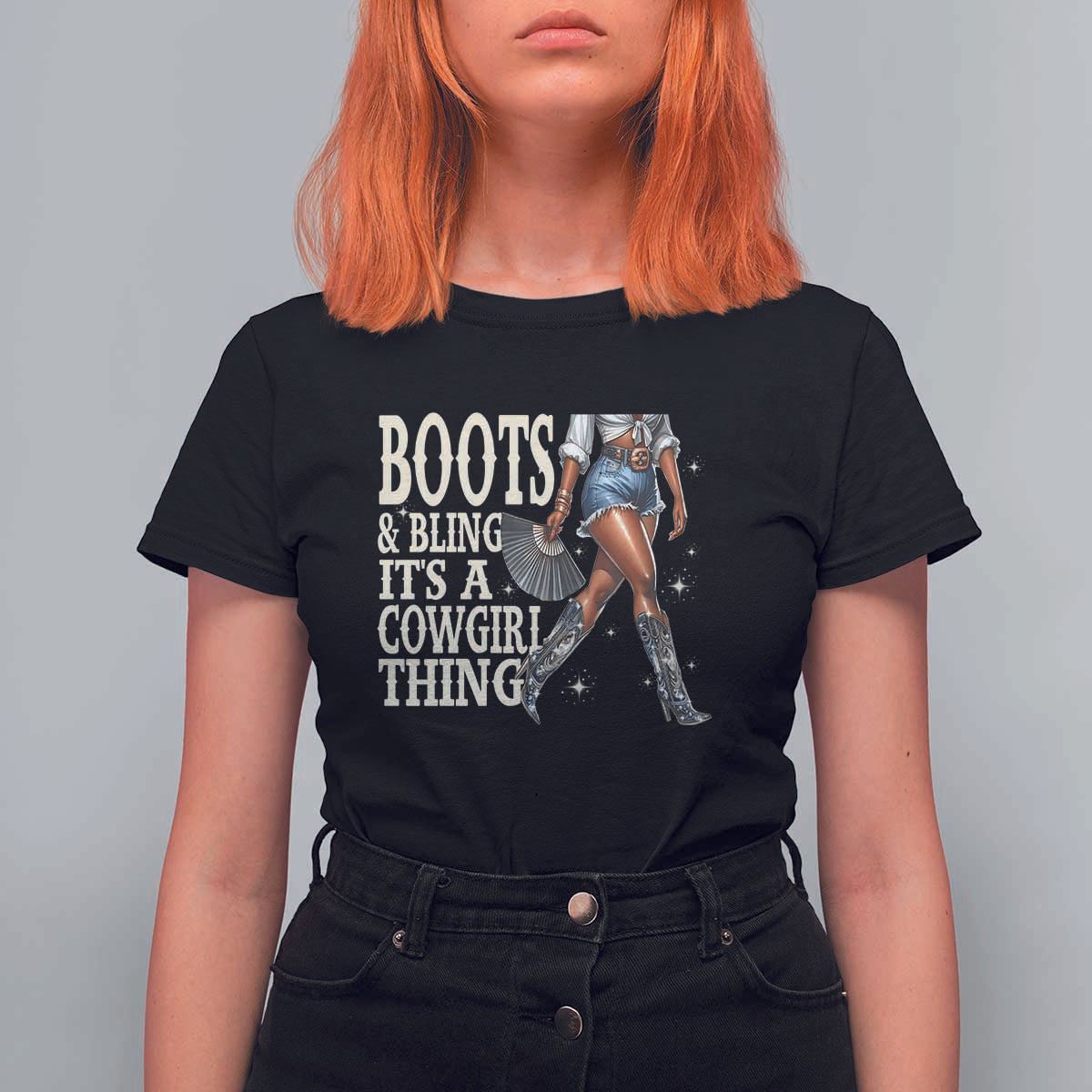 Funny African American Cowgirl T Shirt For Women Boots And Bling It's A Cowgirl Thing