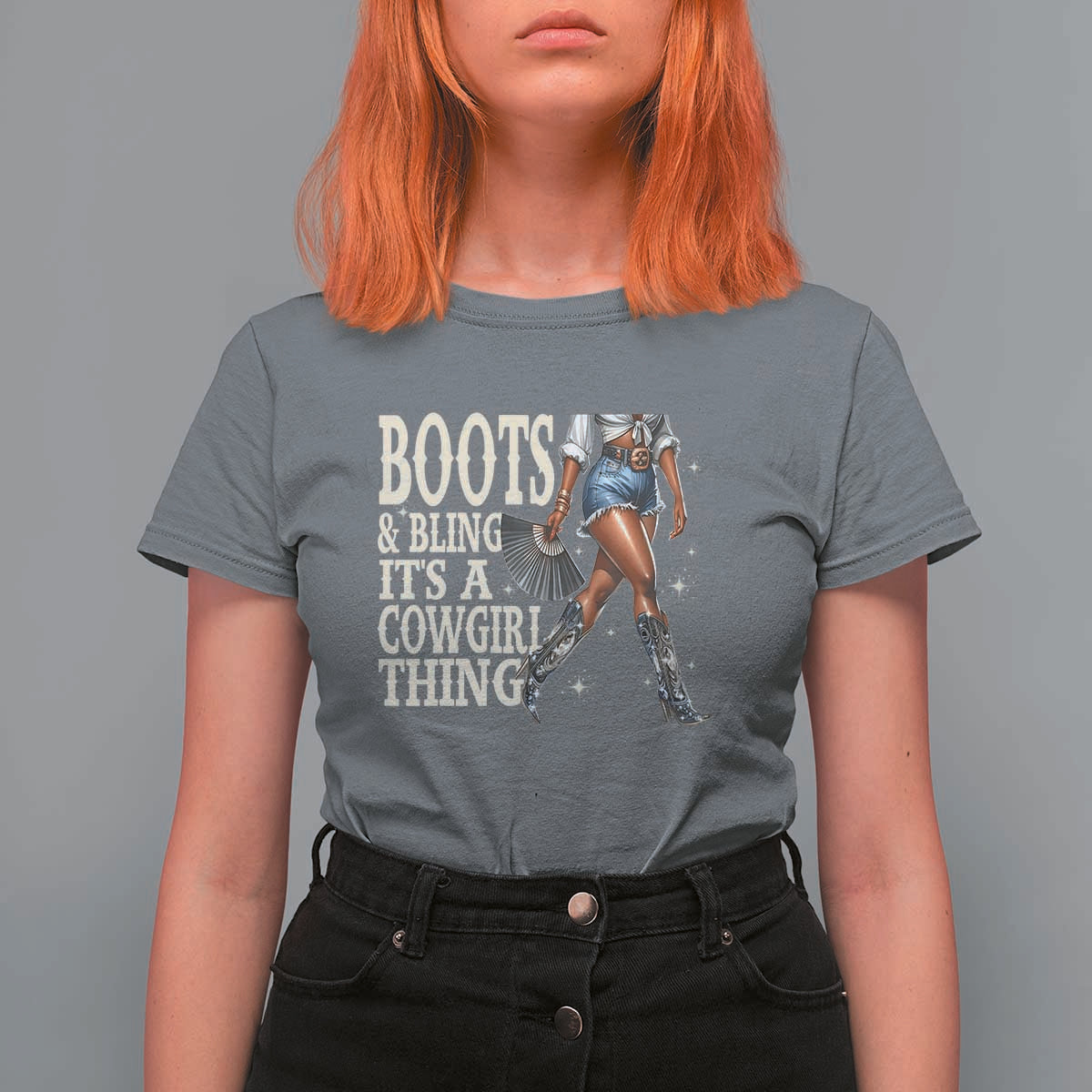 Funny African American Cowgirl T Shirt For Women Boots And Bling It's A Cowgirl Thing