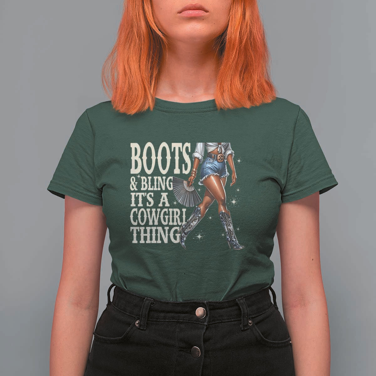 Funny African American Cowgirl T Shirt For Women Boots And Bling It's A Cowgirl Thing