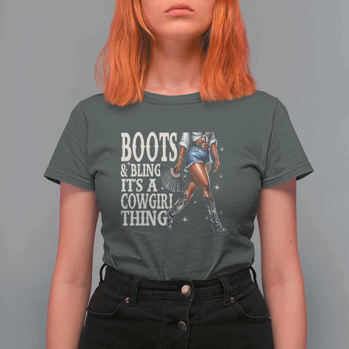 Funny African American Cowgirl T Shirt For Women Boots And Bling It's A Cowgirl Thing