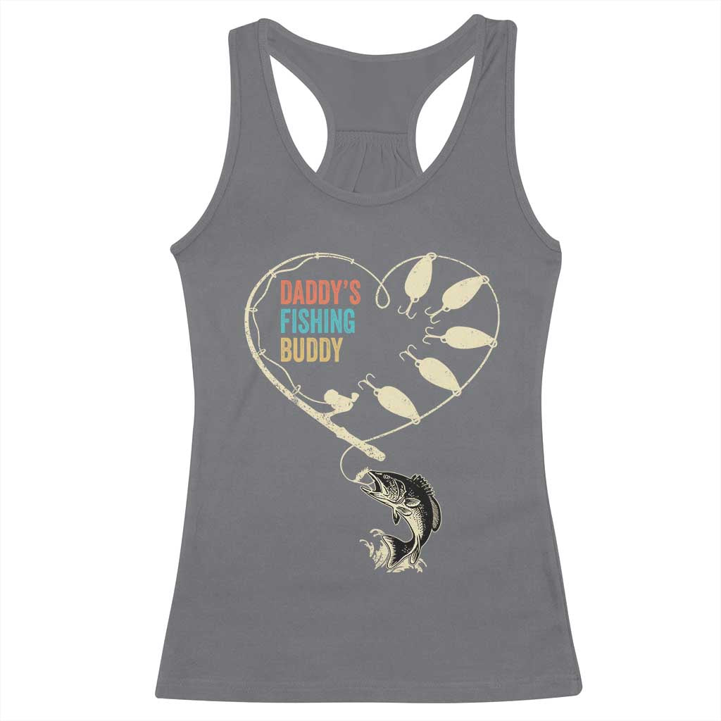 Funny Daddy's Fishing Buddy Racerback Tank Top Fisherman Dad Son Daughter