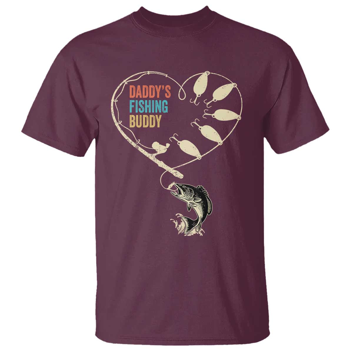 Funny Daddy's Fishing Buddy T Shirt Fisherman Dad Son Daughter