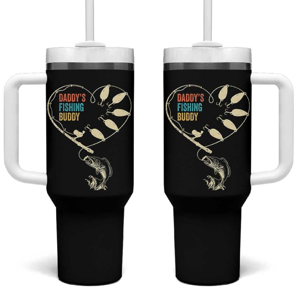 Funny Daddys Fishing Buddy Tumbler With Handle Fisherman Dad Son Daughter