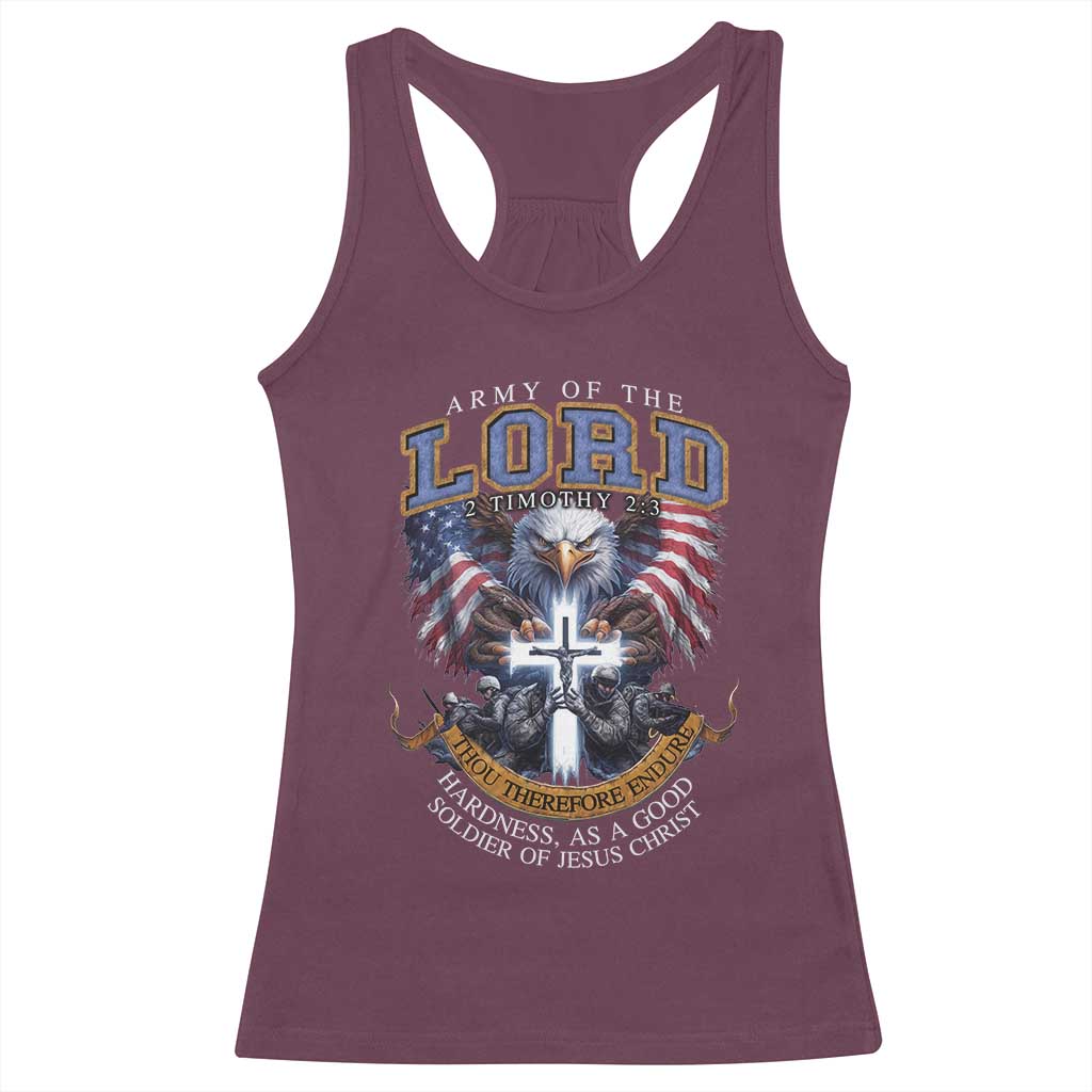 Christian Soldier Racerback Tank Top Army Of The Lord Thou Therefore Endure Hardness As A Good Soldier