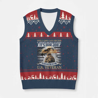 Christian Veteran V-Neck Knit Sweater Vest Only God Can Decide If Terrorists Are Right Or Wrong Us Veteran - Wonder Print Shop