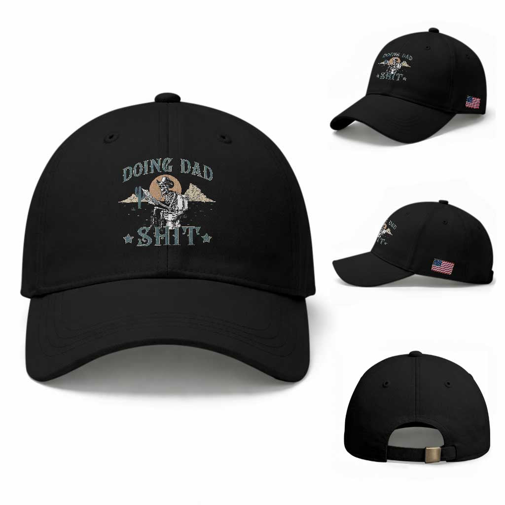 Funny Western Father Doing Dad Shit Baseball Cap Cowboy Skeleton Toilet Dad Jokes Father's Day