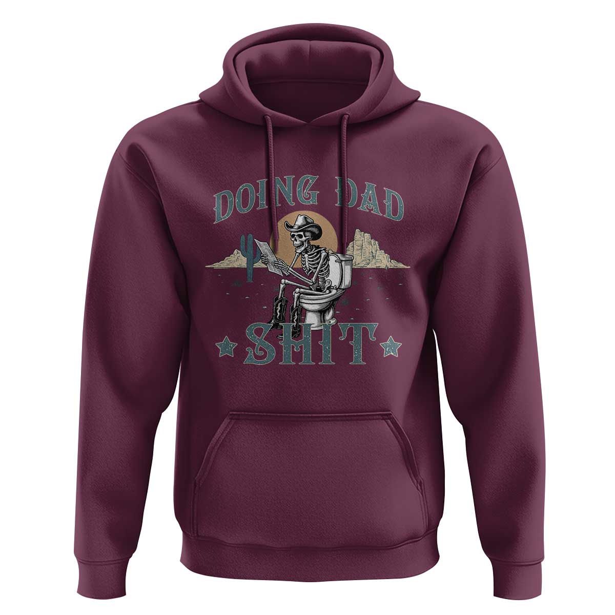 Funny Western Father Doing Dad Shit Hoodie Cowboy Skeleton Toilet Dad Jokes Father's Day