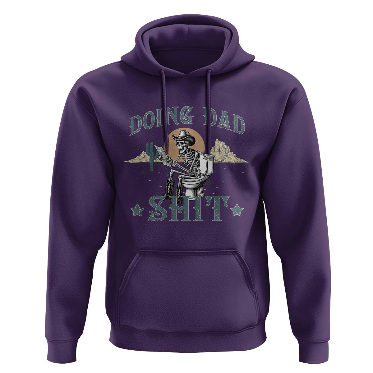 Funny Western Father Doing Dad Shit Hoodie Cowboy Skeleton Toilet Dad Jokes Father's Day