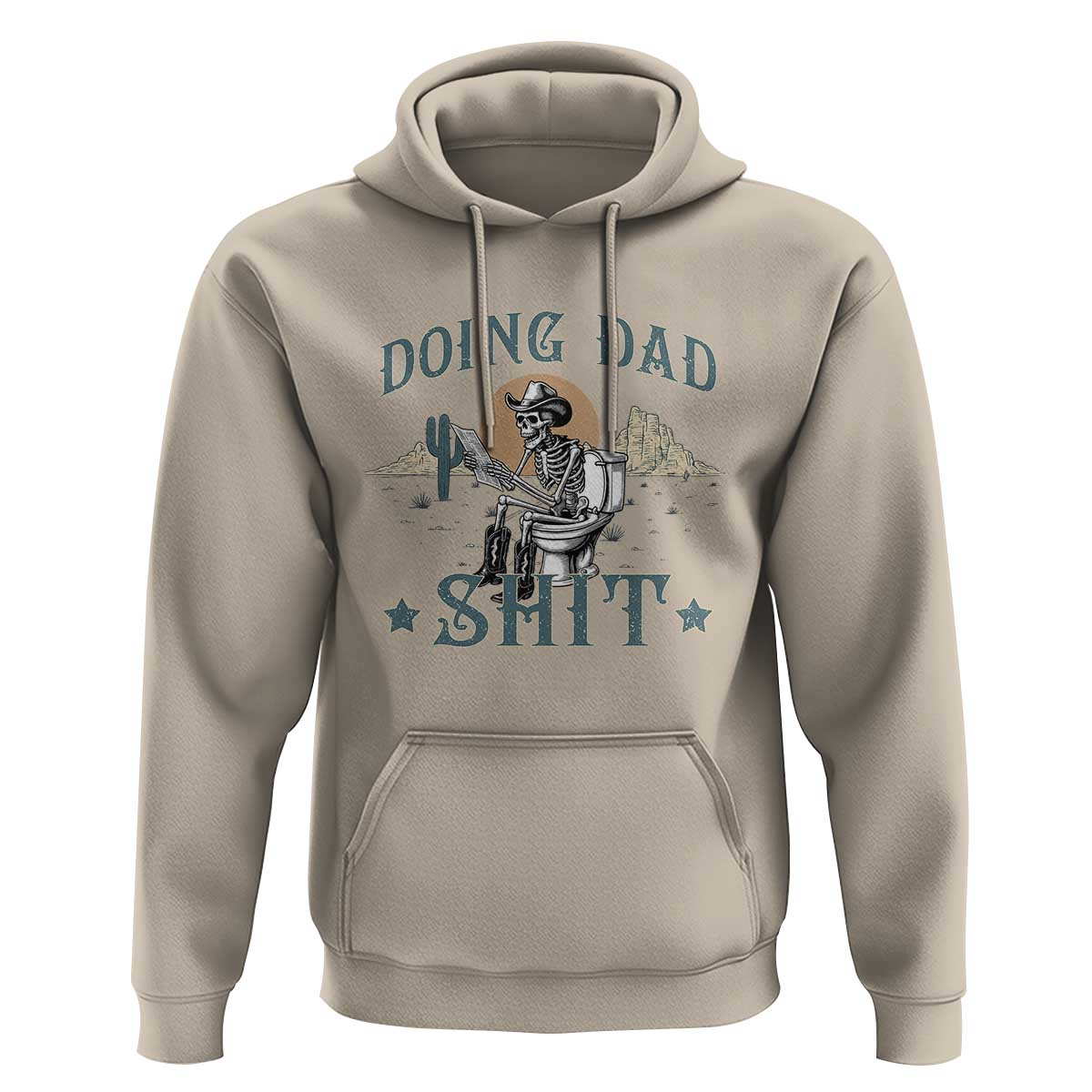 Funny Western Father Doing Dad Shit Hoodie Cowboy Skeleton Toilet Dad Jokes Father's Day