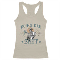 Funny Western Father Doing Dad Shit Racerback Tank Top Cowboy Skeleton Toilet Dad Jokes Father's Day