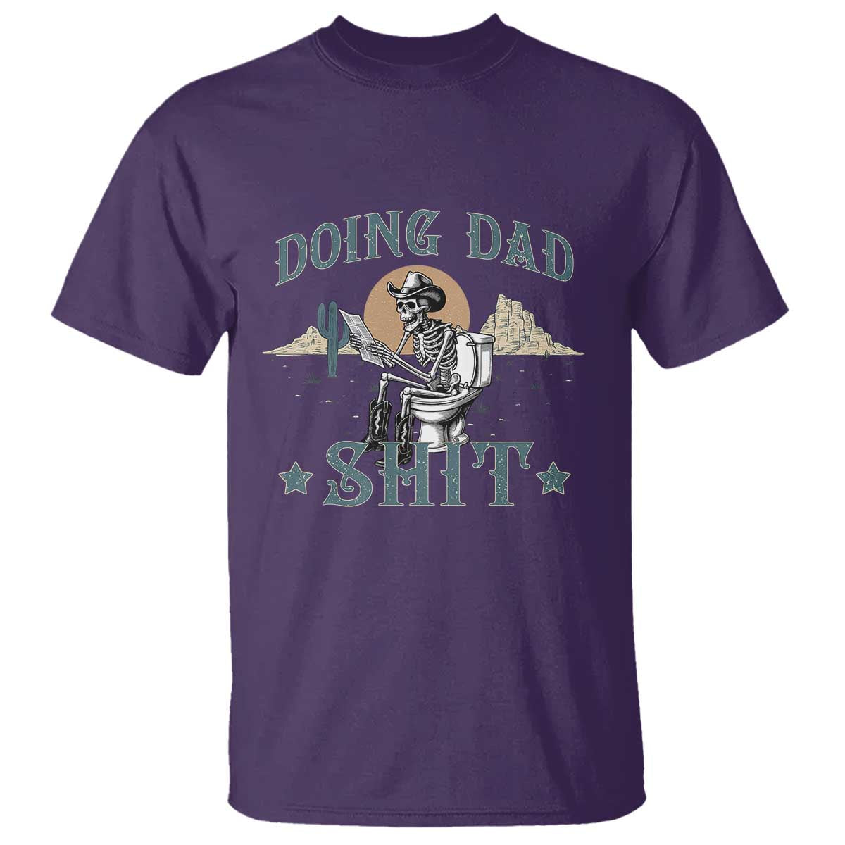 Funny Western Father Doing Dad Shit T Shirt Cowboy Skeleton Toilet Dad Jokes Father's Day