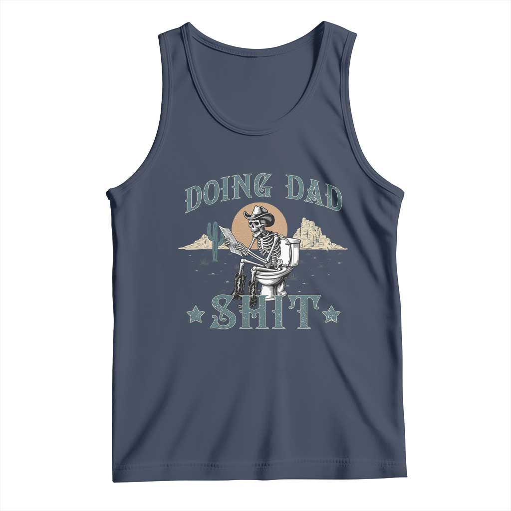 Funny Western Father Doing Dad Shit Tank Top Cowboy Skeleton Toilet Dad Jokes Father's Day