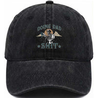 Funny Western Father Doing Dad Shit Washed Cotton Baseball Cap Cowboy Skeleton Toilet Dad Jokes Father's Day