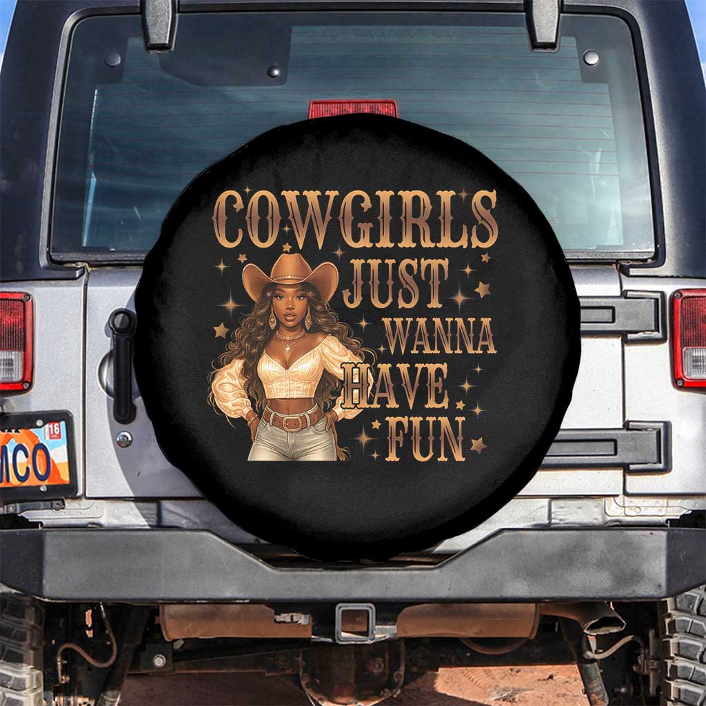 Funny African American Cowgirl Spare Tire Cover Cowgirls Just Wanna Have Fun Western