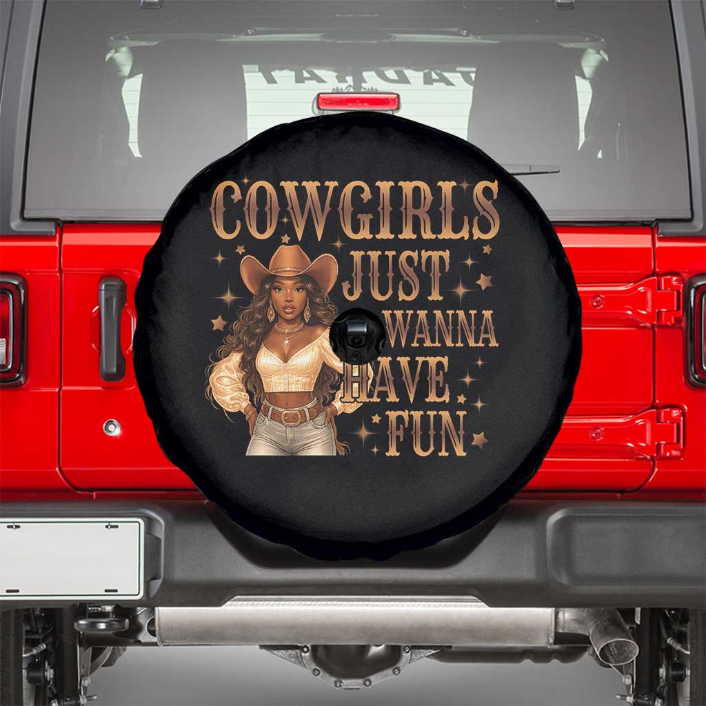 Funny African American Cowgirl Spare Tire Cover Cowgirls Just Wanna Have Fun Western