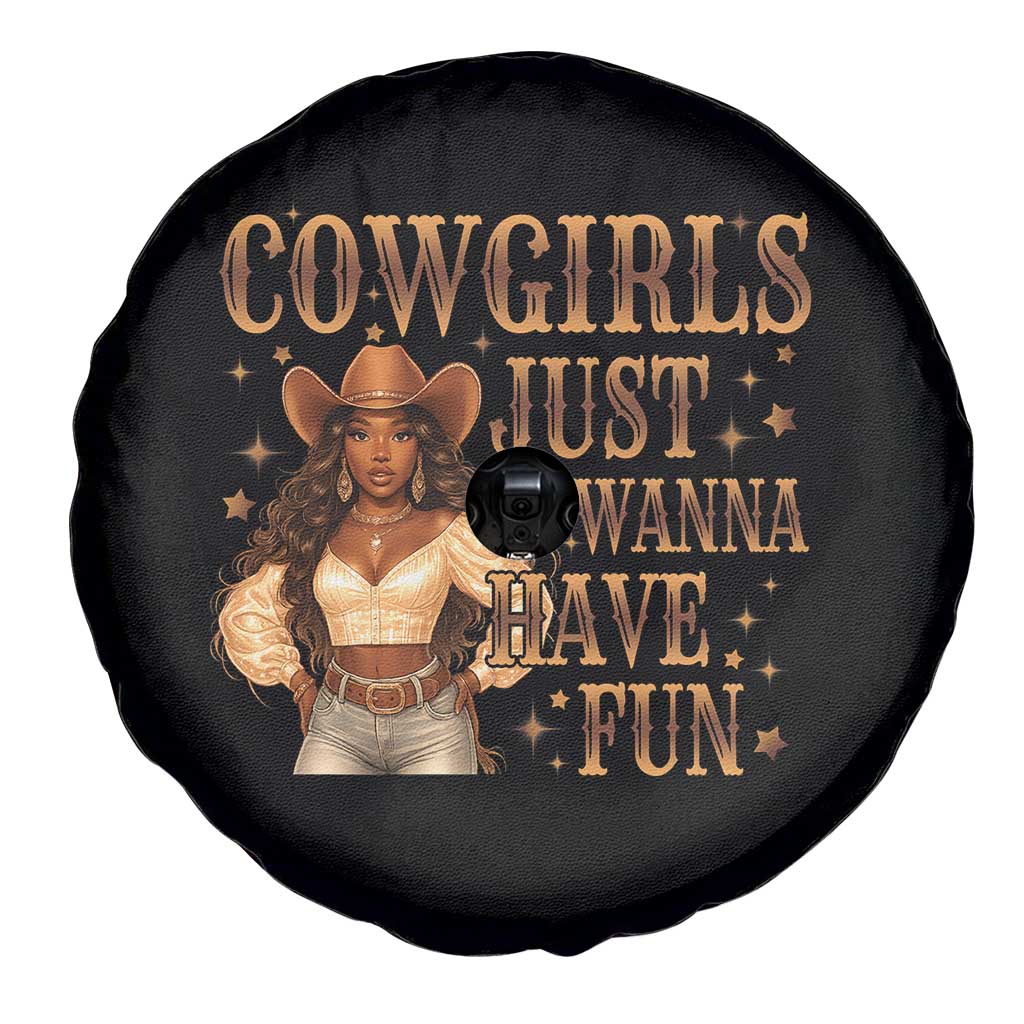 Funny African American Cowgirl Spare Tire Cover Cowgirls Just Wanna Have Fun Western