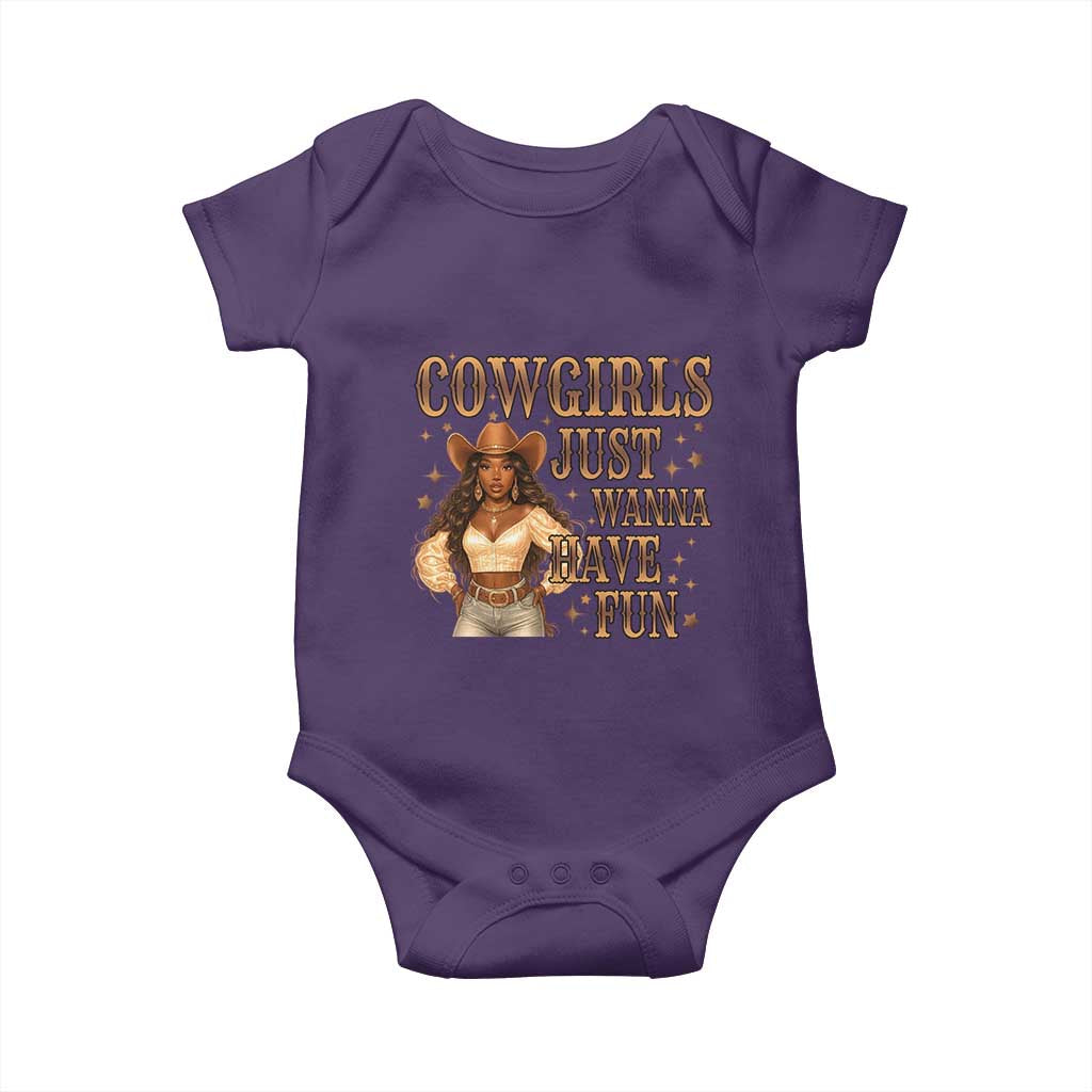 Funny African American Cowgirl Baby Onesie Cowgirls Just Wanna Have Fun Western