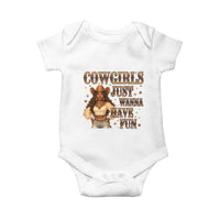 Funny African American Cowgirl Baby Onesie Cowgirls Just Wanna Have Fun Western
